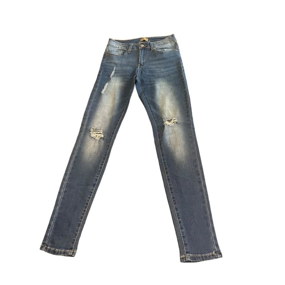 Sie 7 Raw Original Junior Womens Distressed‎ Skinny Jeans Stretch Denim
